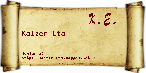 Kaizer Eta névjegykártya